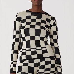 Paloma wool El Valle check jacquard knit top size medium. Worn once! 100% rayon.